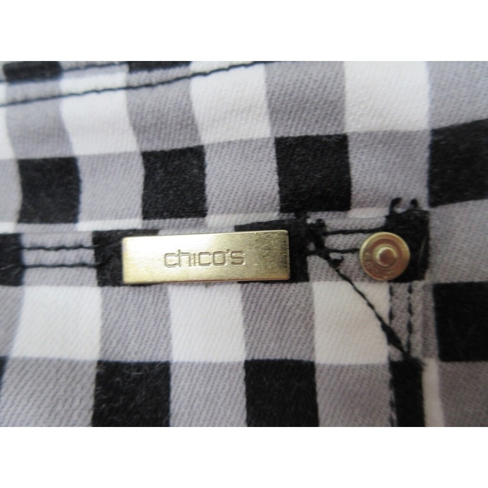 Chicos Preppy Pants Women 6 Chicos 0.5 Black White Gingham Cottagecore Casual - Picture 10 of 16